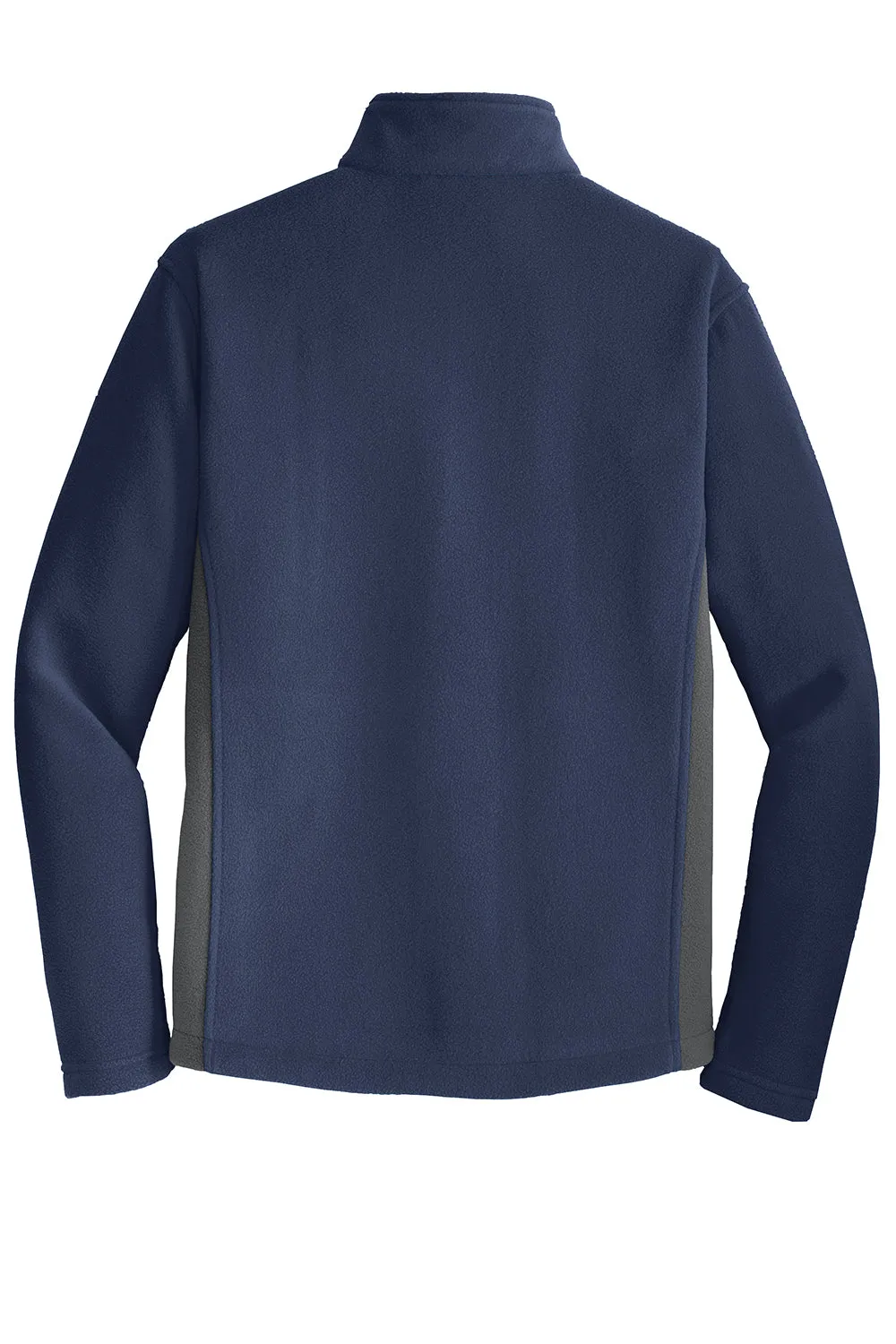 Port Authority Mens Full Zip Fleece Jacket - True Navy Blue/Battleship Grey - Closeout