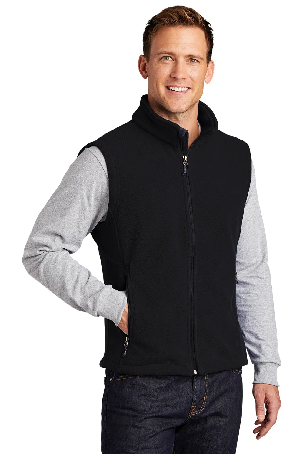 Port Authority Mens Full Zip Fleece Vest - Black