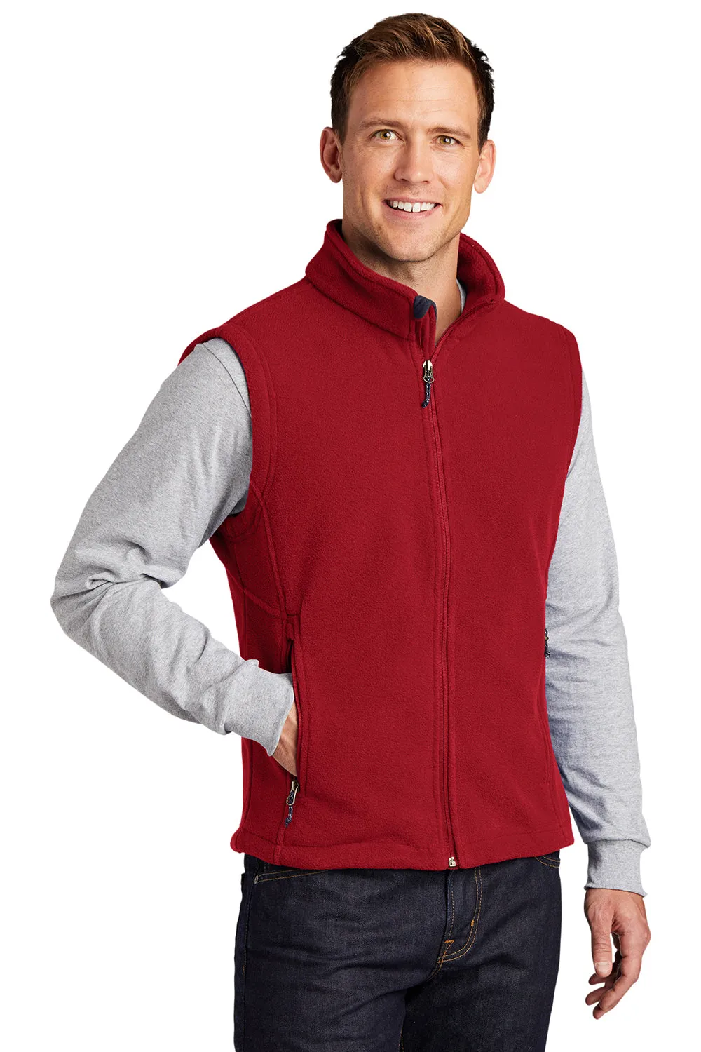 Port Authority Mens Full Zip Fleece Vest - True Red