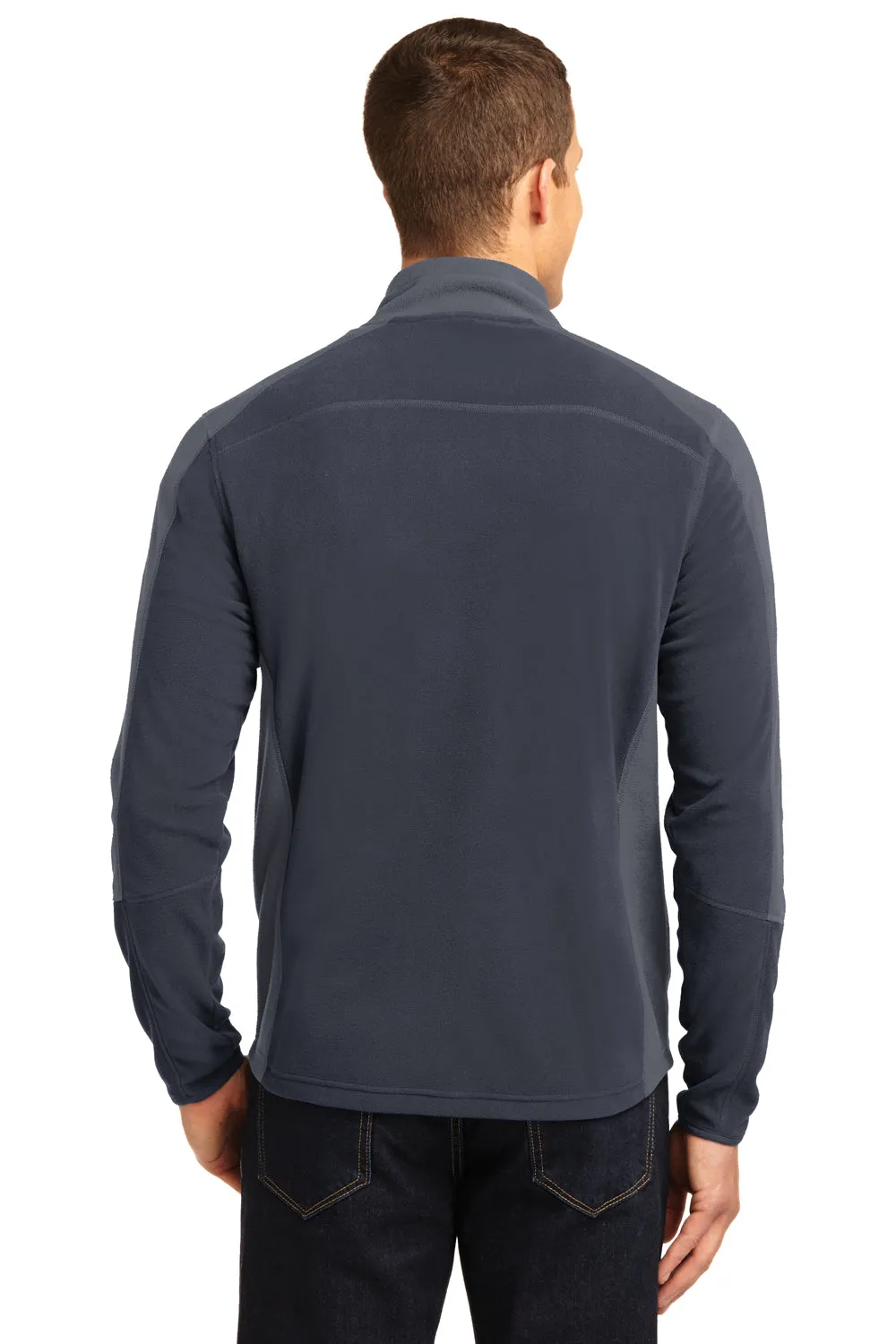 Port Authority Mens Full Zip Microfleece Jacket - Battleship Grey/Pearl Grey - Closeout