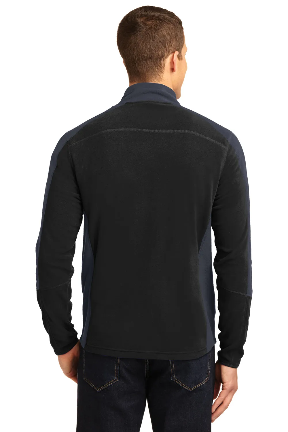 Port Authority Mens Full Zip Microfleece Jacket - Black/Battleship Grey - Closeout