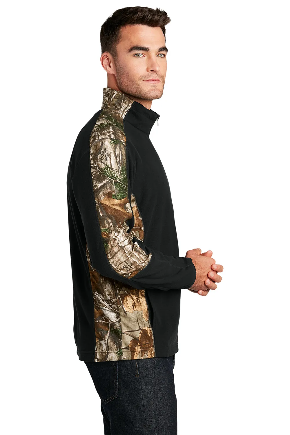 Port Authority Mens Full Zip Microfleece Jacket - Black/Realtree Xtra Camo - Closeout