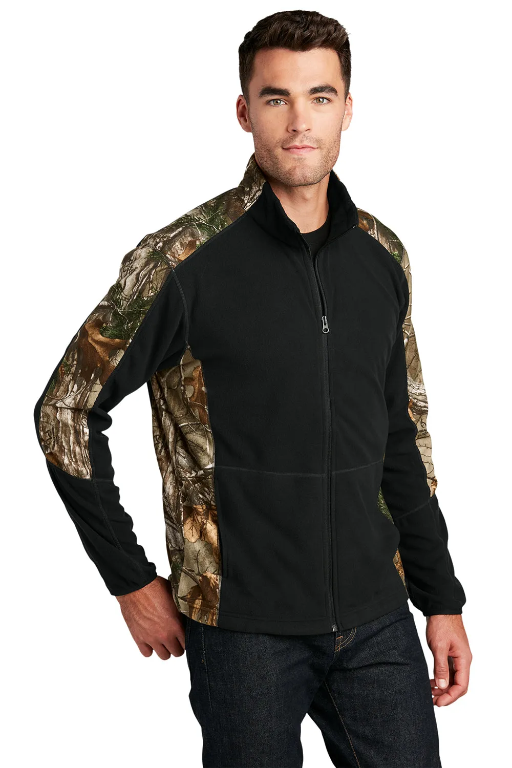 Port Authority Mens Full Zip Microfleece Jacket - Black/Realtree Xtra Camo - Closeout