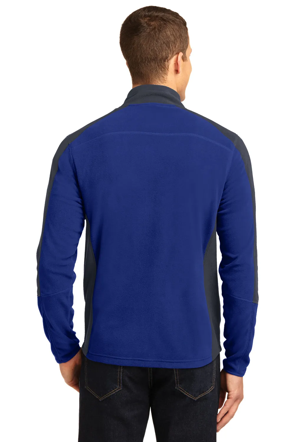 Port Authority Mens Full Zip Microfleece Jacket - Patriot Blue/Battleship Grey - Closeout