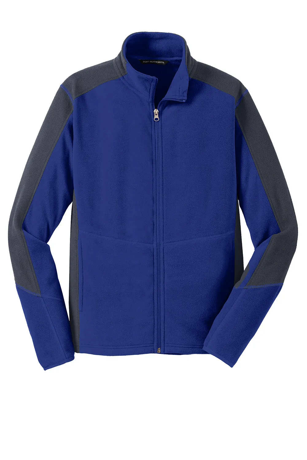 Port Authority Mens Full Zip Microfleece Jacket - Patriot Blue/Battleship Grey - Closeout
