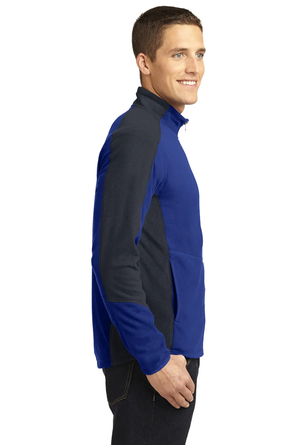 Port Authority Mens Full Zip Microfleece Jacket - Patriot Blue/Battleship Grey - Closeout
