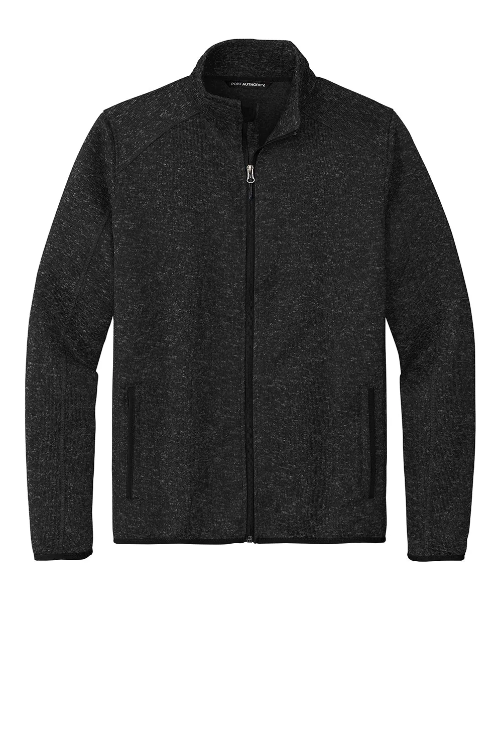 Port Authority Mens Full Zip Sweater Fleece Jacket - Heather Black