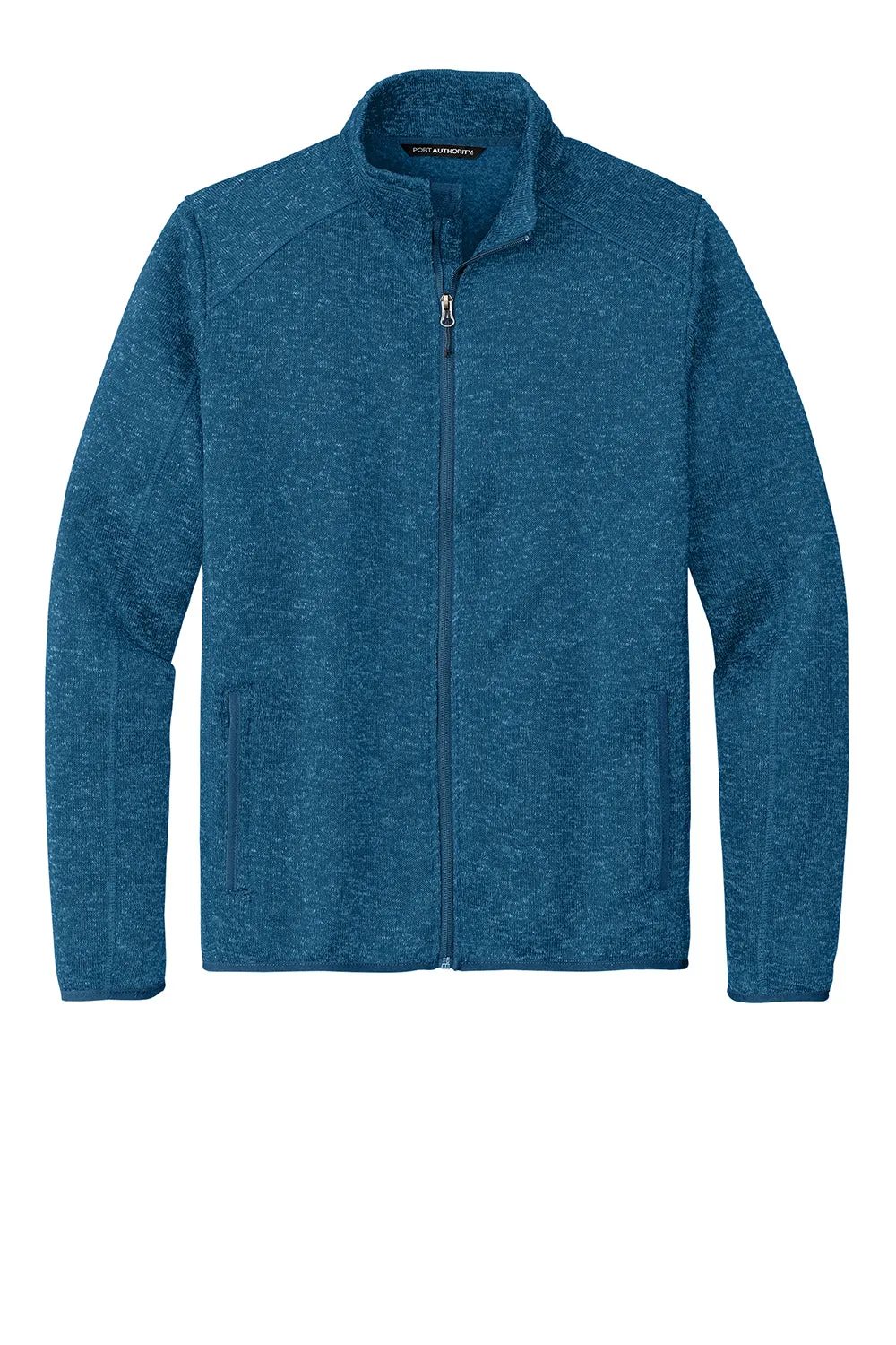 Port Authority Mens Full Zip Sweater Fleece Jacket - Heather Medium Blue