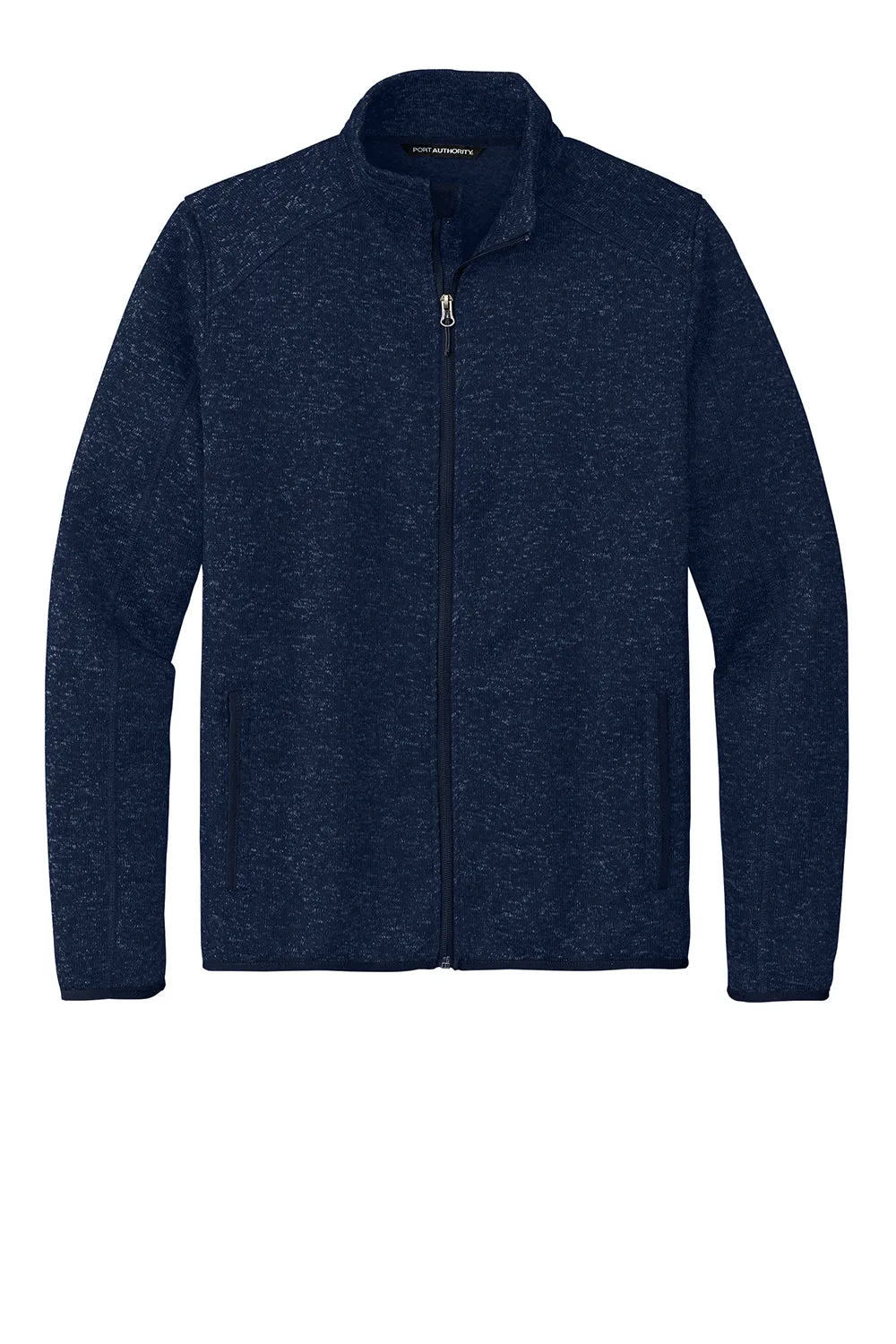 Port Authority Mens Full Zip Sweater Fleece Jacket - Heather River Navy Blue