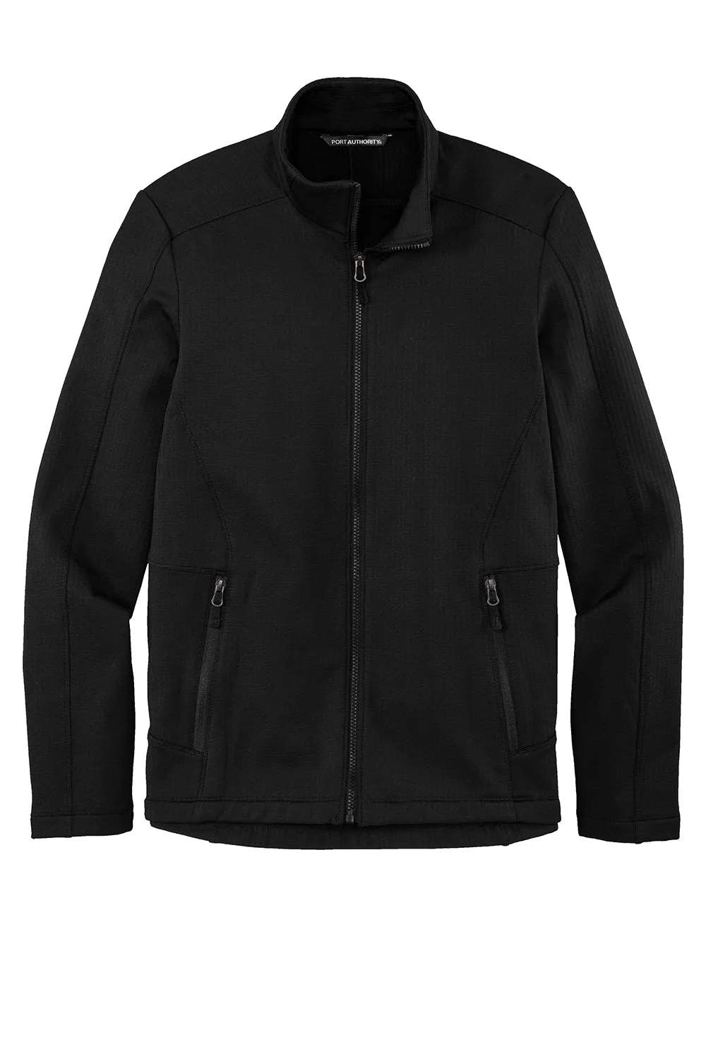 Port Authority Mens Grid Fleece Full Zip Jacket - Deep Black