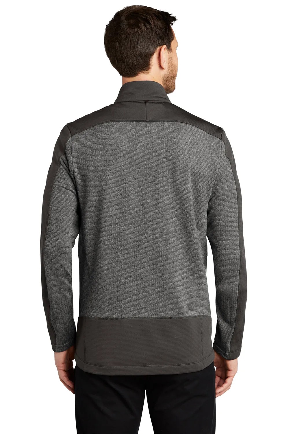 Port Authority Mens Grid Fleece Full Zip Jacket - Heather Smoke Grey/Smoke Grey