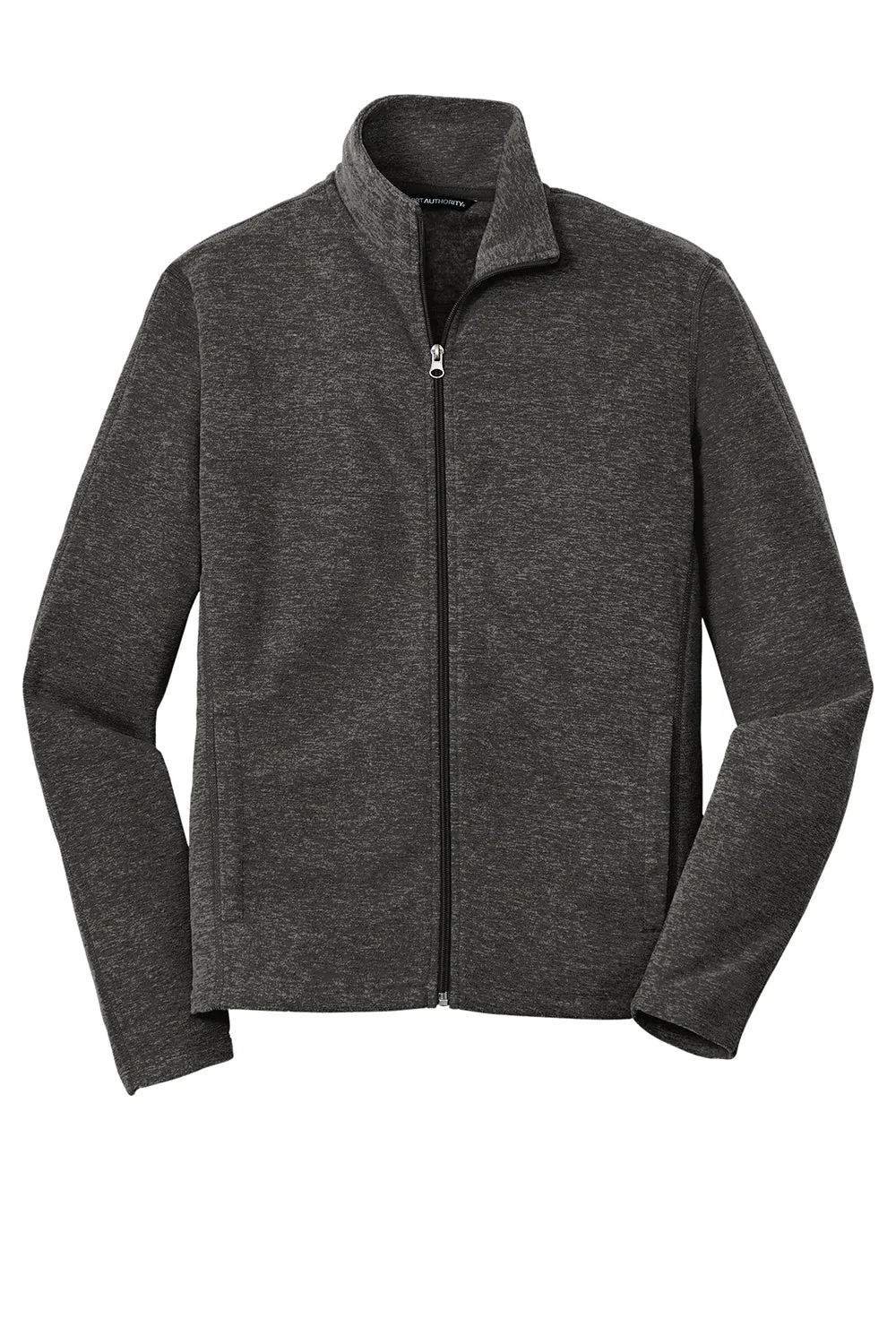 Port Authority Mens Heather Pill Resistant Microfleece Full Zip Sweatshirt - Heather Charcoal Black