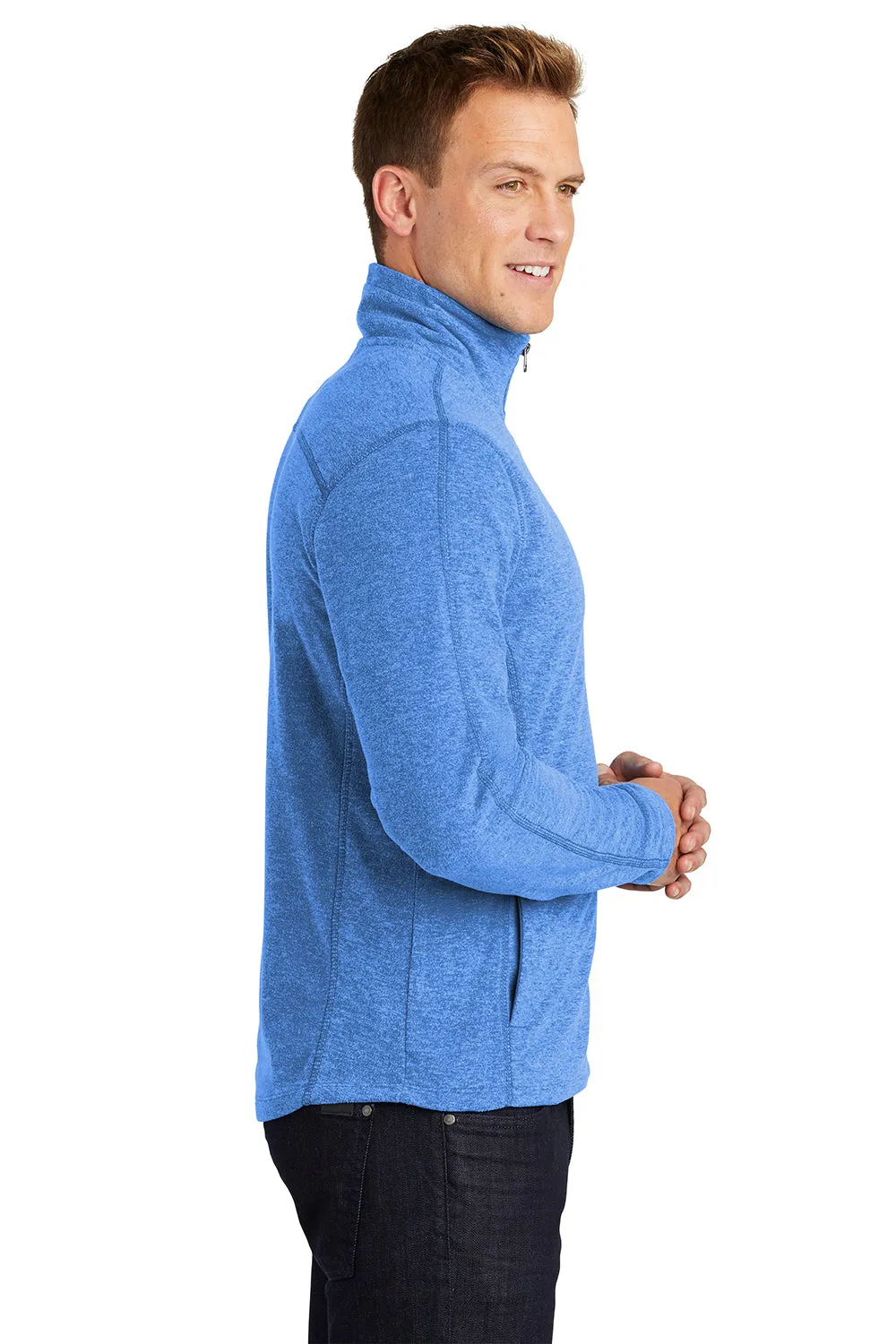 Port Authority Mens Heather Pill Resistant Microfleece Full Zip Sweatshirt - Heather Light Royal Blue