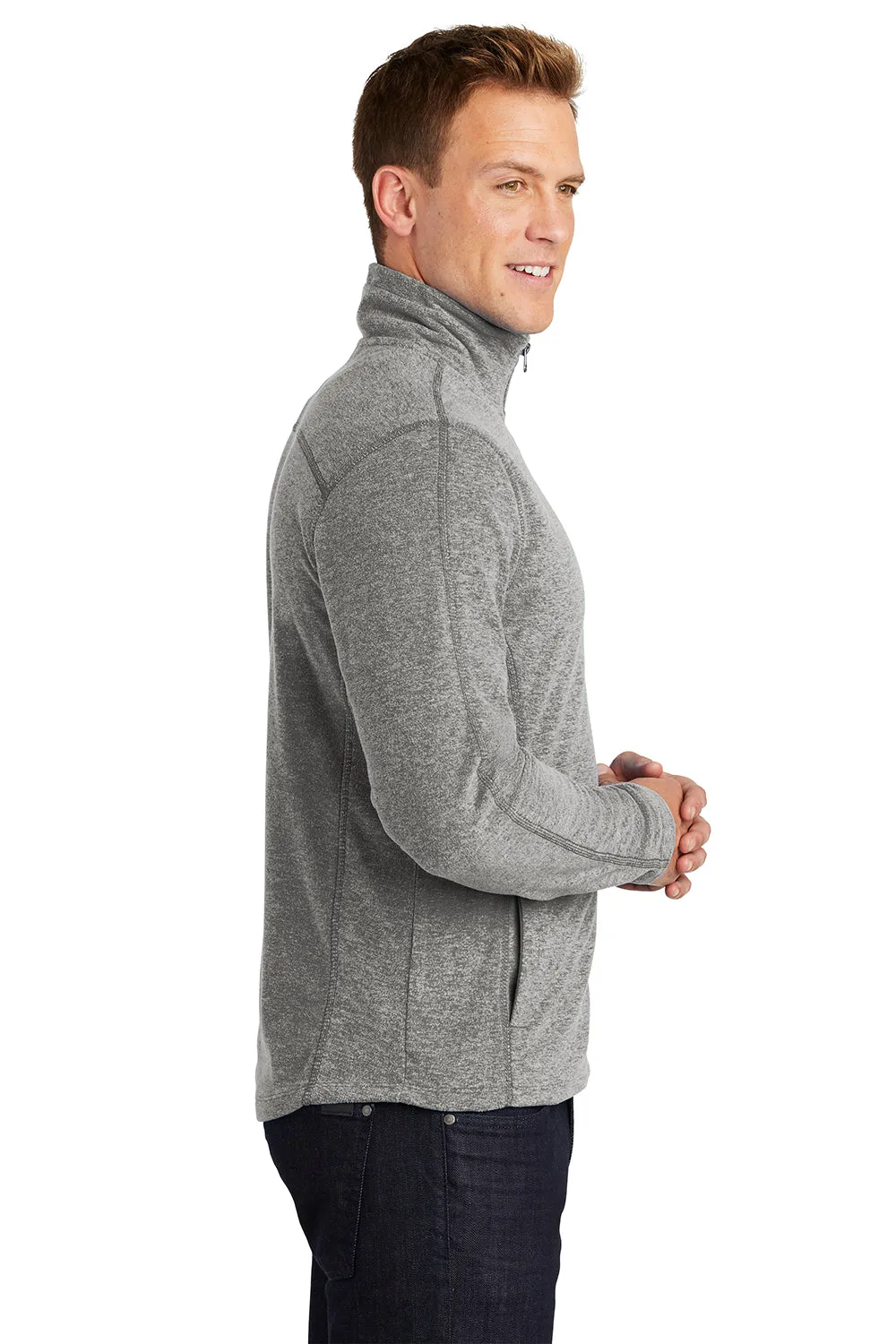 Port Authority Mens Heather Pill Resistant Microfleece Full Zip Sweatshirt - Heather Pearl Grey