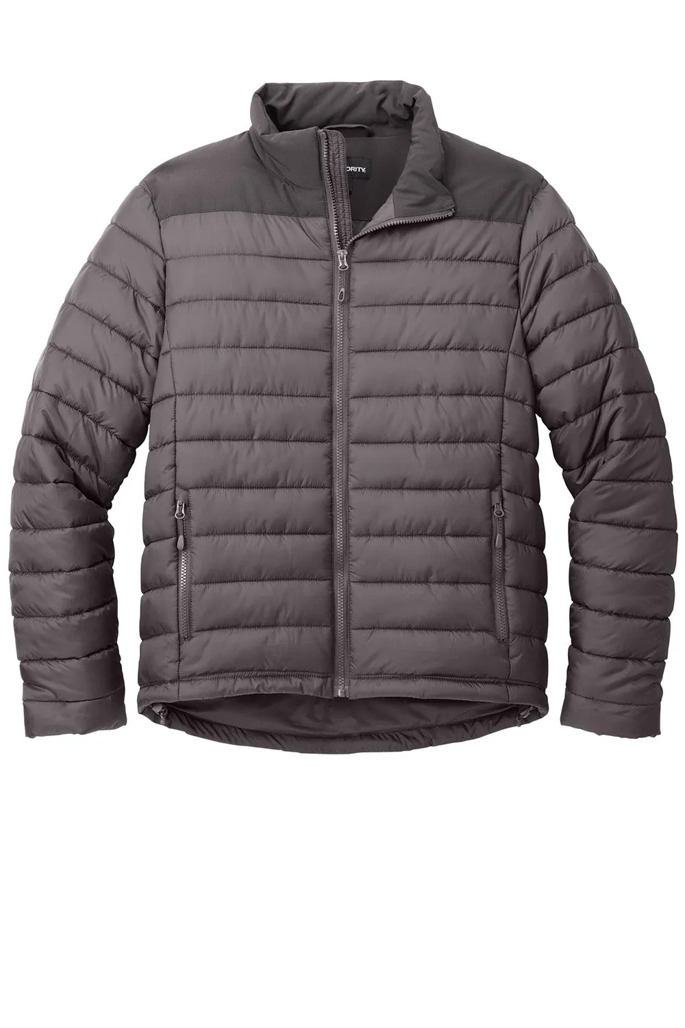 Port Authority Mens Horizon Water Resistant Full Zip Puffy Jacket - Deep Smoke Grey/Smoke Grey