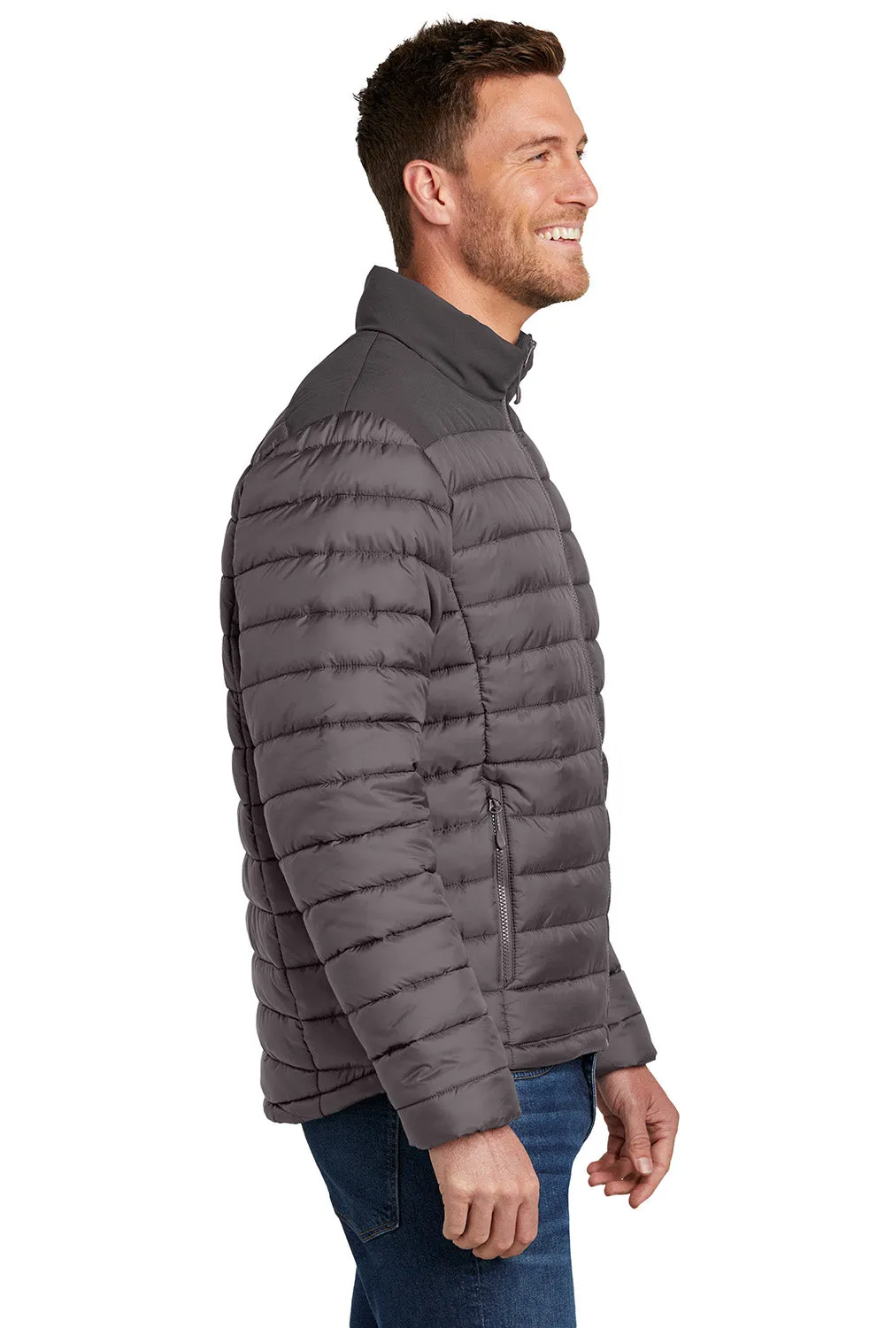 Port Authority Mens Horizon Water Resistant Full Zip Puffy Jacket - Deep Smoke Grey/Smoke Grey