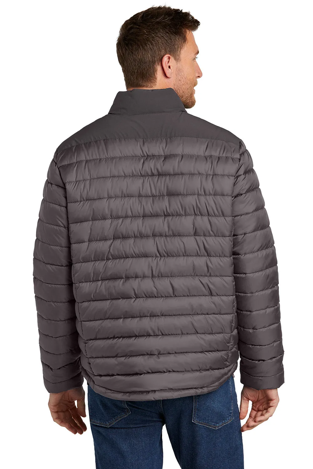 Port Authority Mens Horizon Water Resistant Full Zip Puffy Jacket - Deep Smoke Grey/Smoke Grey