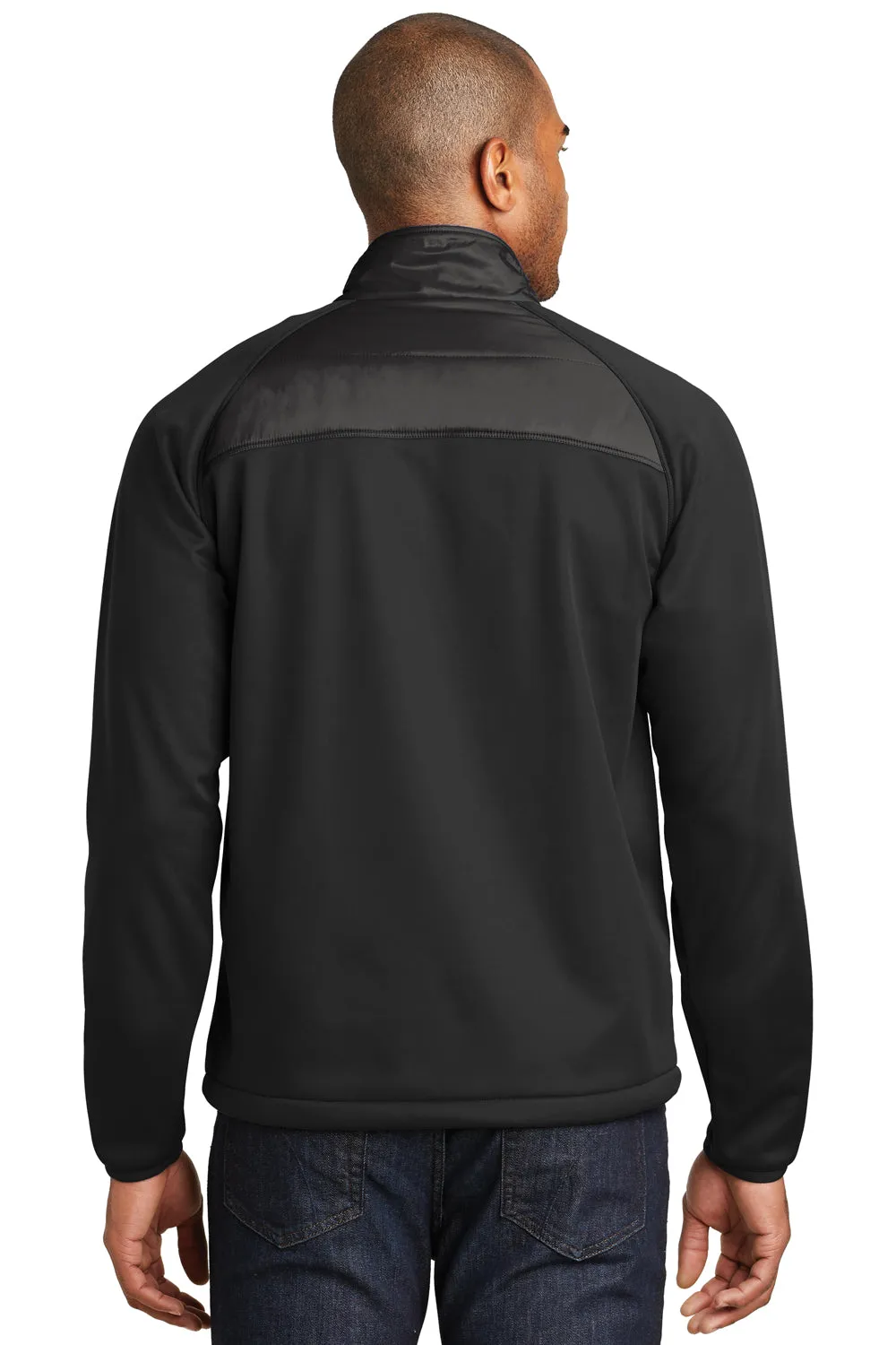 Port Authority Mens Hybrid Wind & Water Resistant Full Zip Jacket - Deep Black