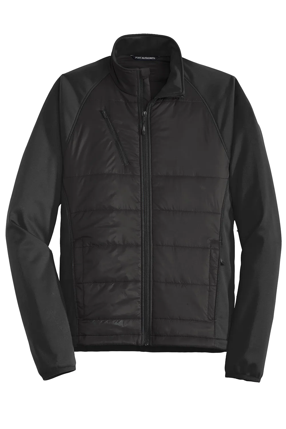 Port Authority Mens Hybrid Wind & Water Resistant Full Zip Jacket - Deep Black