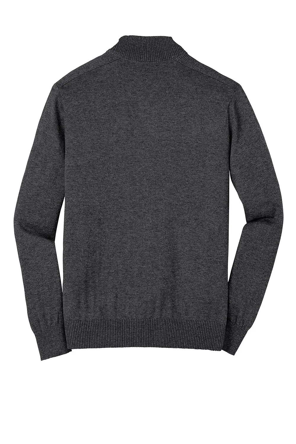 Port Authority Mens Long Sleeve 1/4 Zip Sweater - Heather Charcoal Grey - Closeout
