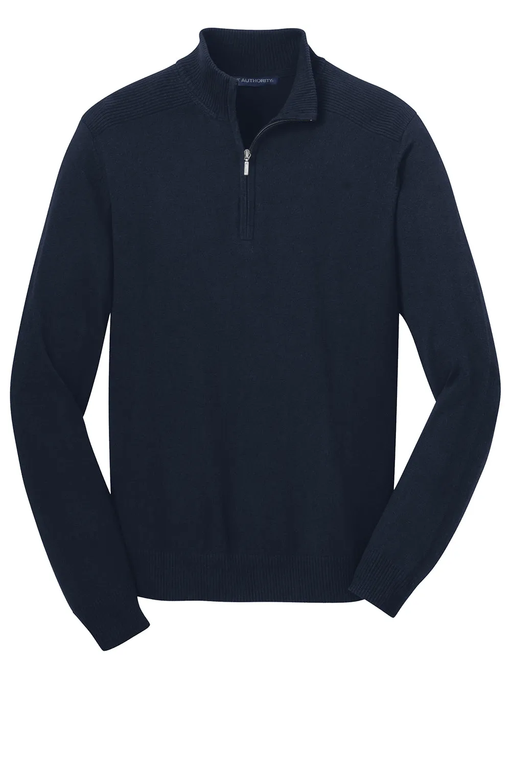 Port Authority Mens Long Sleeve 1/4 Zip Sweater - Navy Blue - Closeout