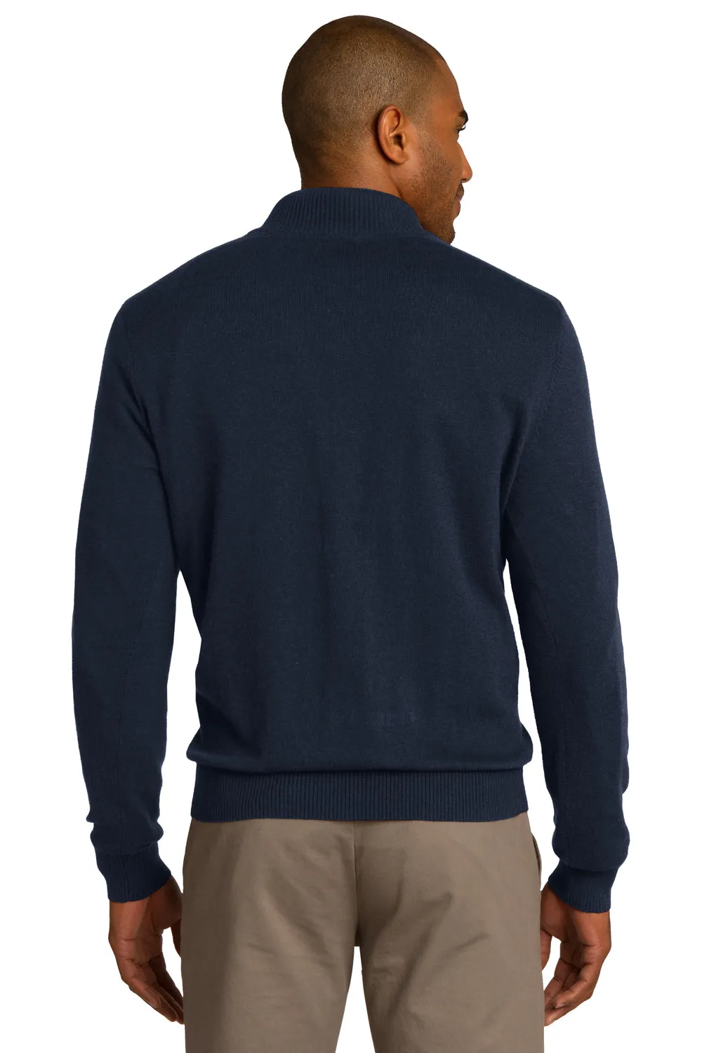 Port Authority Mens Long Sleeve 1/4 Zip Sweater - Navy Blue - Closeout