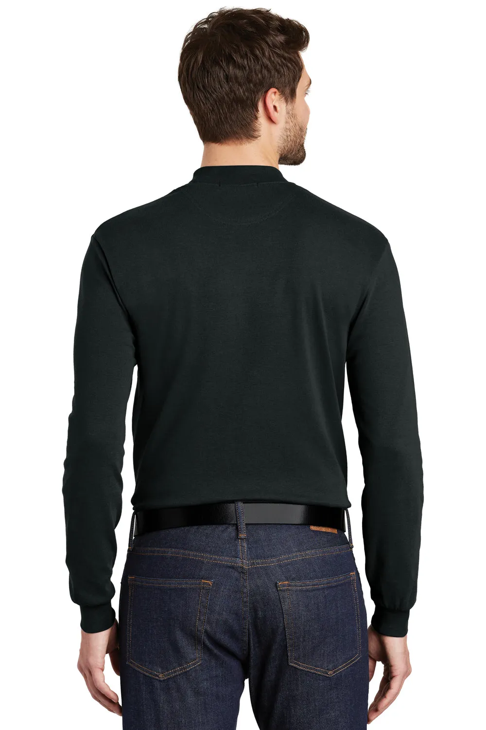 Port Authority Mens Long Sleeve Mock Neck T-Shirt - Black