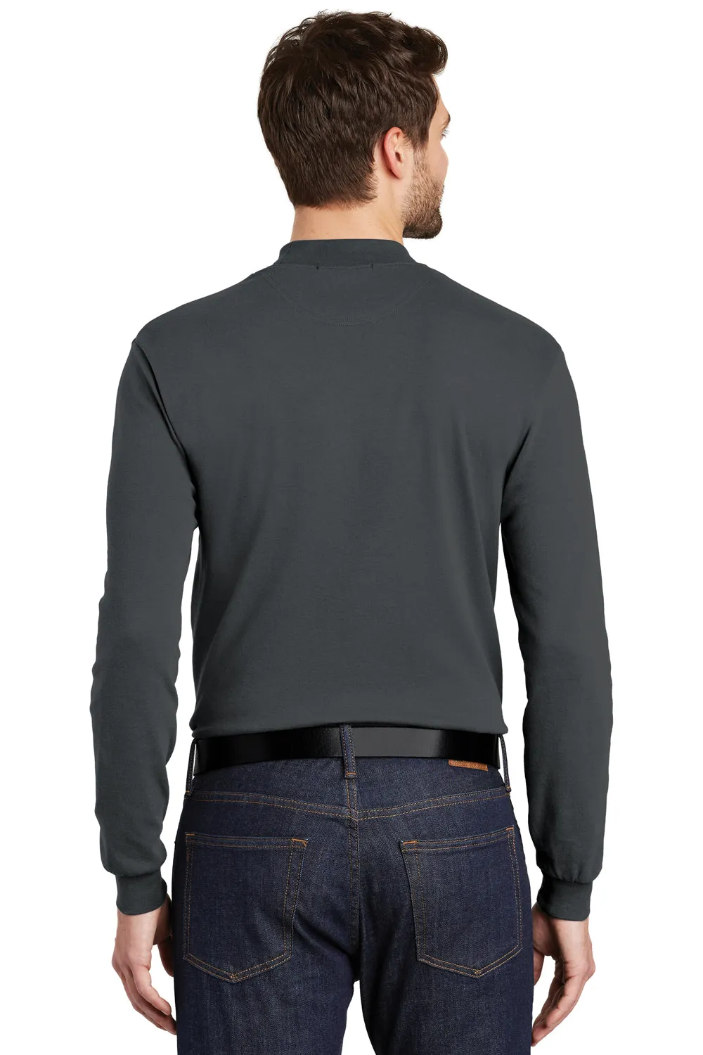 Port Authority Mens Long Sleeve Mock Neck T-Shirt - Steel Grey