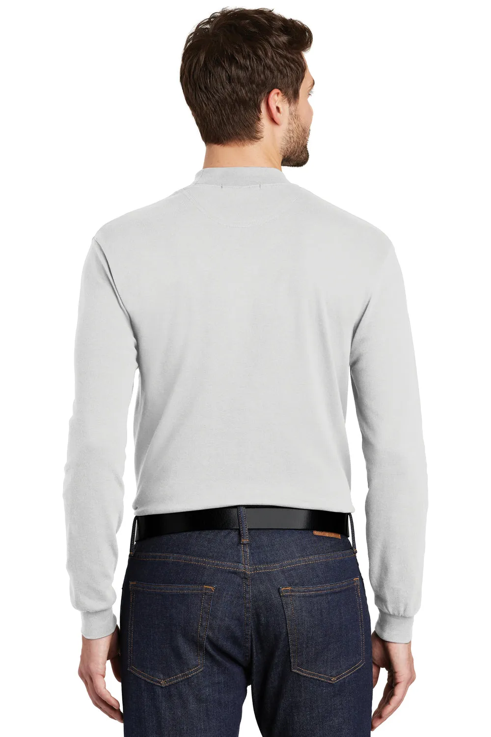 Port Authority Mens Long Sleeve Mock Neck T-Shirt - White