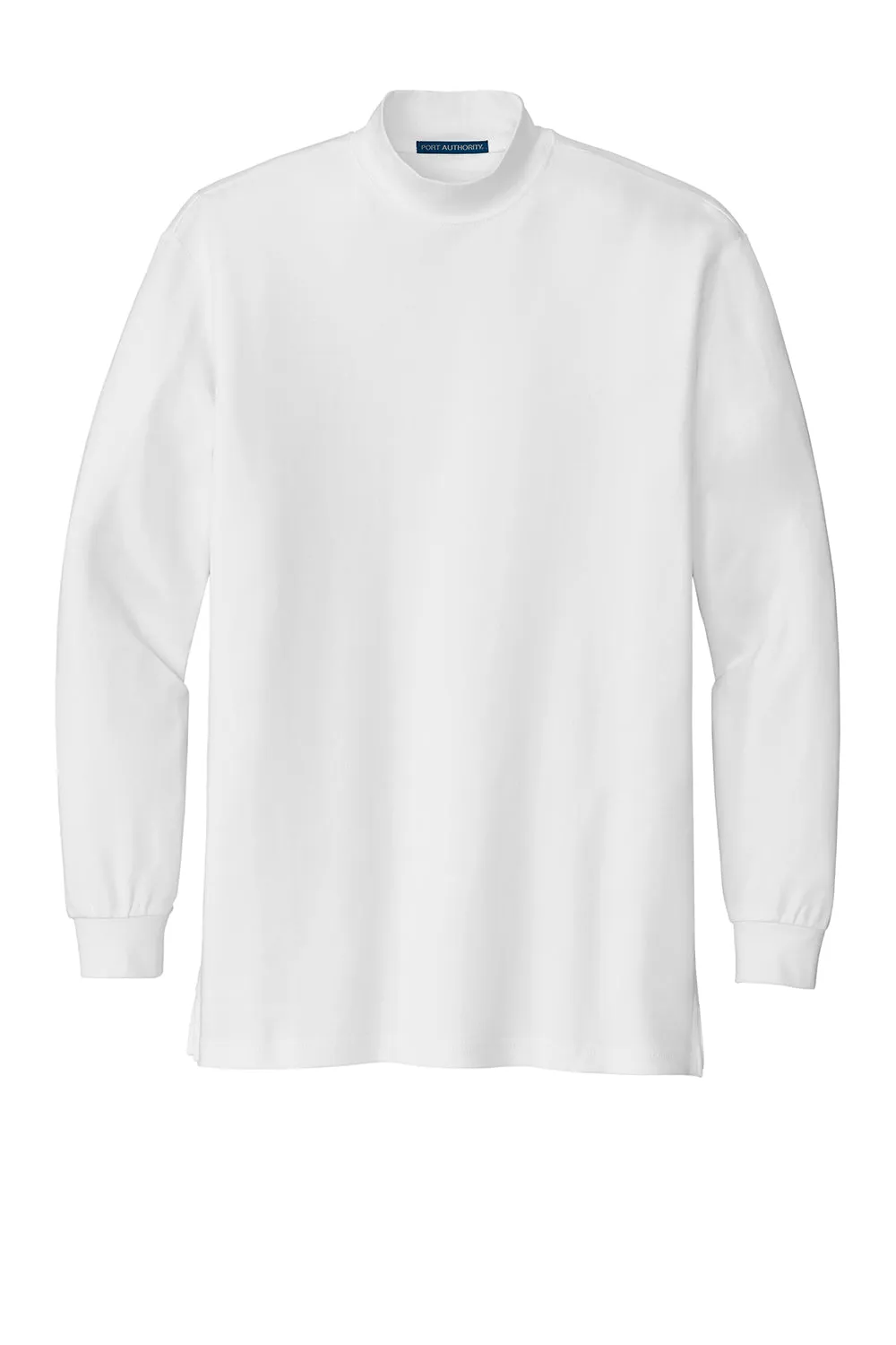 Port Authority Mens Long Sleeve Mock Neck T-Shirt - White