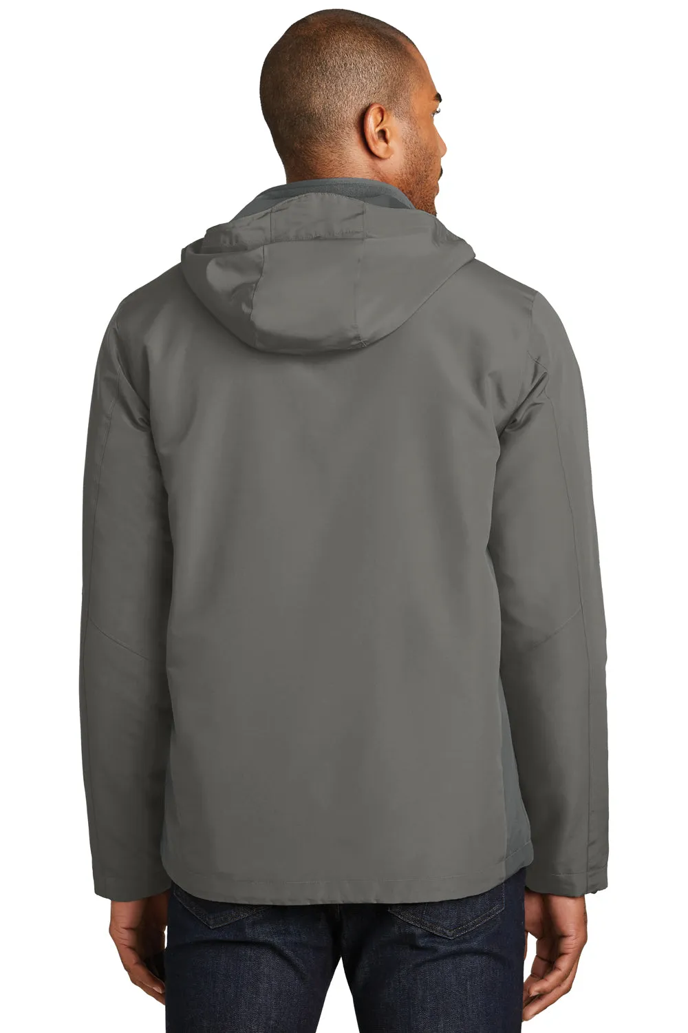 Port Authority Mens Merge 3-in-1 Wind & Water Full Zip Hooded Jacket - Rogue Grey/Steel Grey