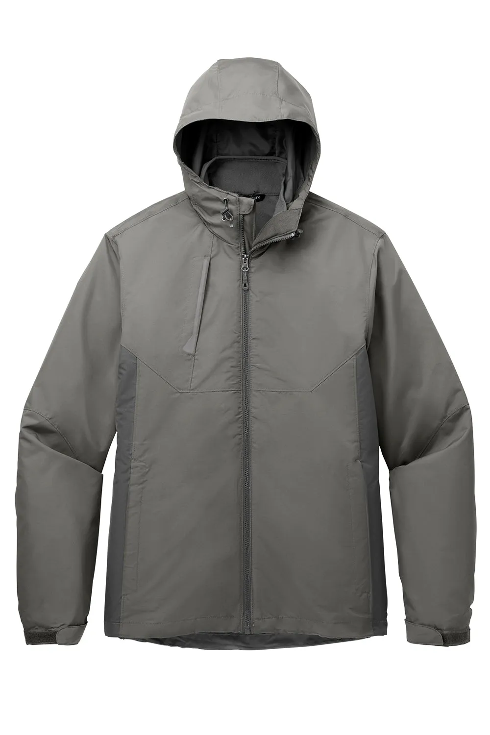 Port Authority Mens Merge 3-in-1 Wind & Water Full Zip Hooded Jacket - Rogue Grey/Steel Grey