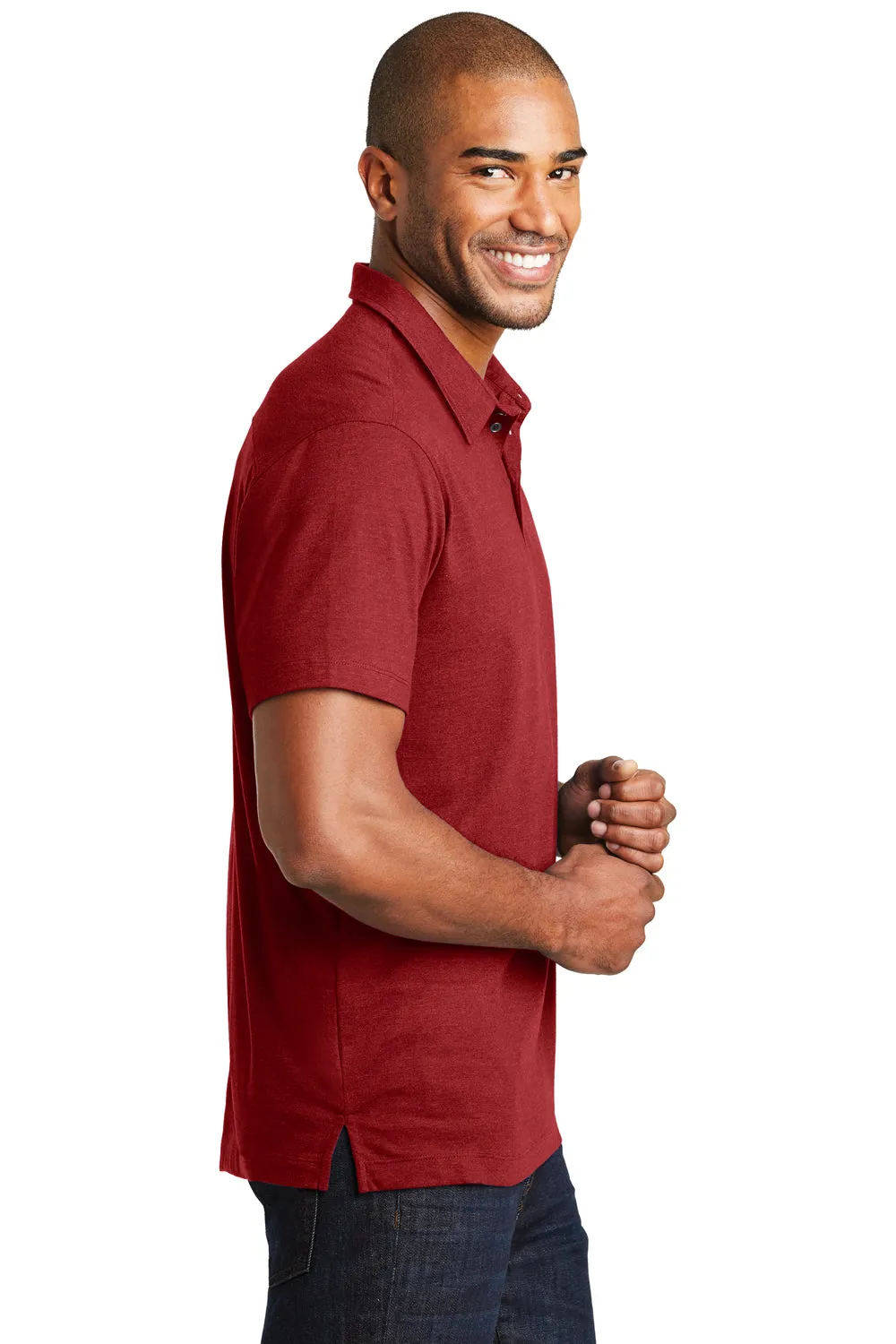 Port Authority Mens Meridian Short Sleeve Polo Shirt - Flame Red - Closeout