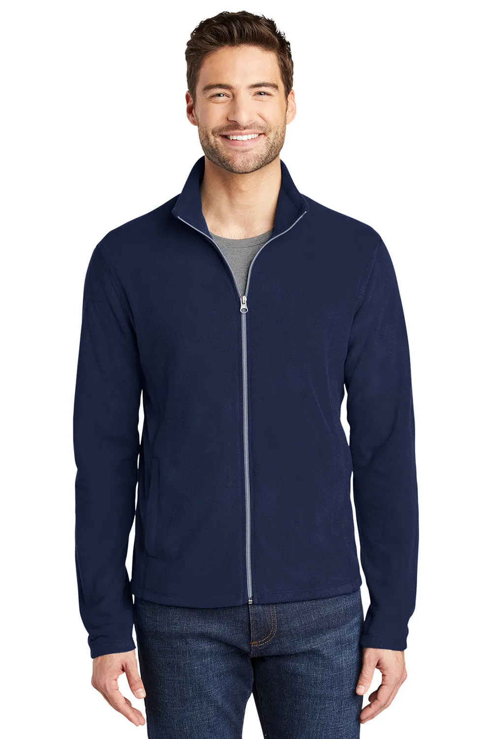 Port Authority Mens Microfleece Pill Resistant Full Zip Jacket - True Navy Blue