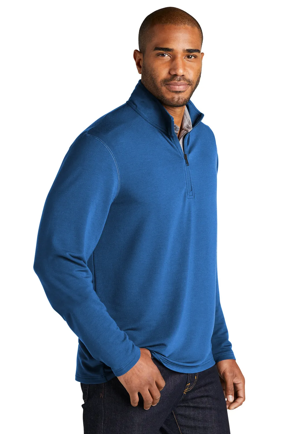 Port Authority Mens Microterry Snag Resistant 1/4 Zip Sweatshirt - Aegean Blue