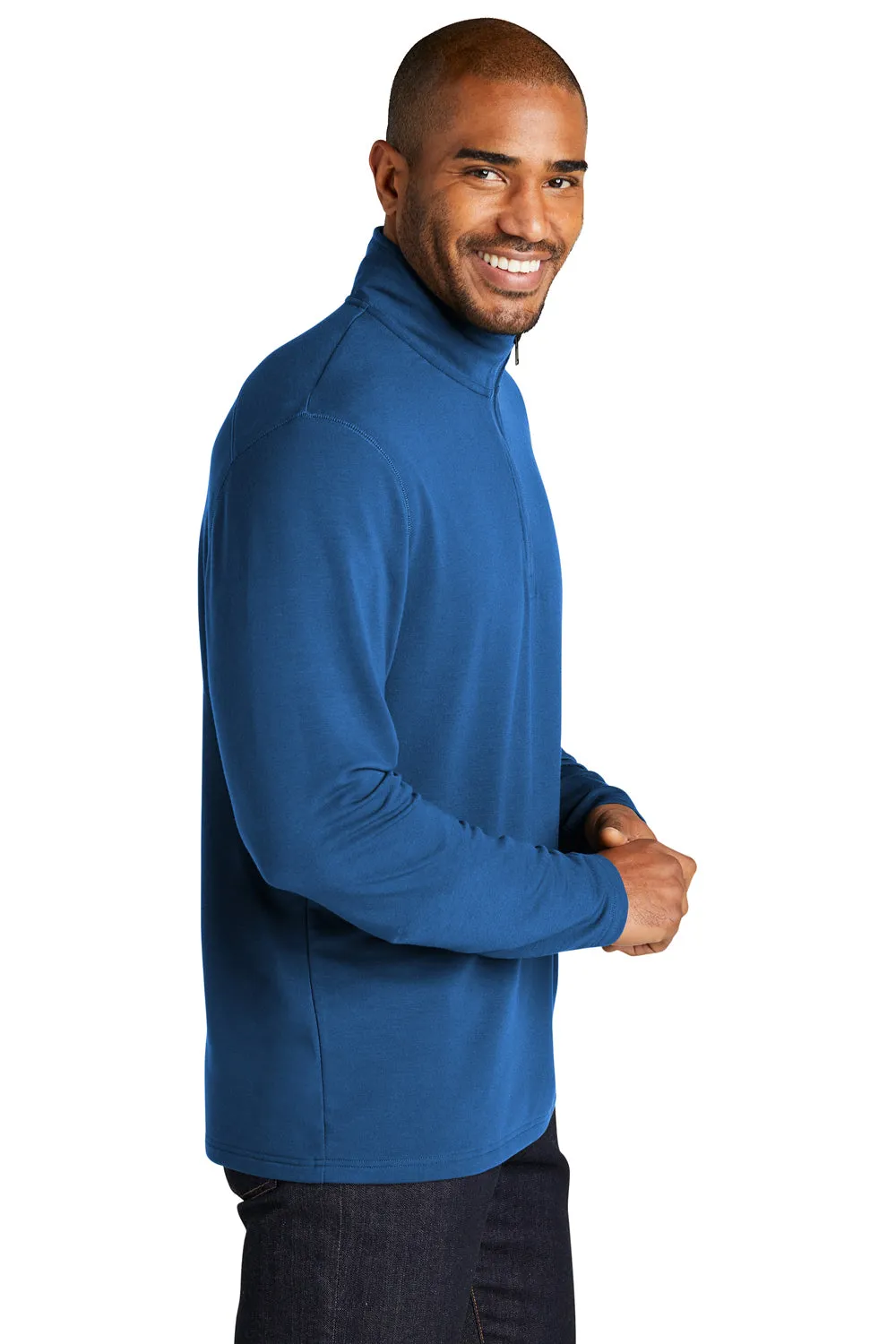 Port Authority Mens Microterry Snag Resistant 1/4 Zip Sweatshirt - Aegean Blue