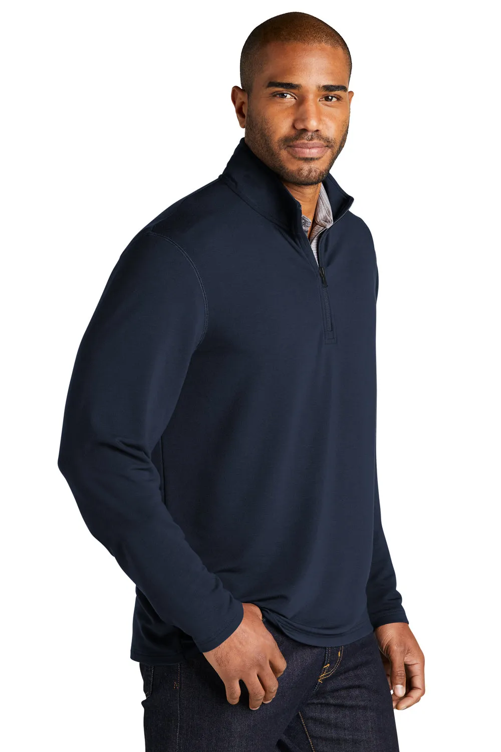 Port Authority Mens Microterry Snag Resistant 1/4 Zip Sweatshirt - River Navy Blue