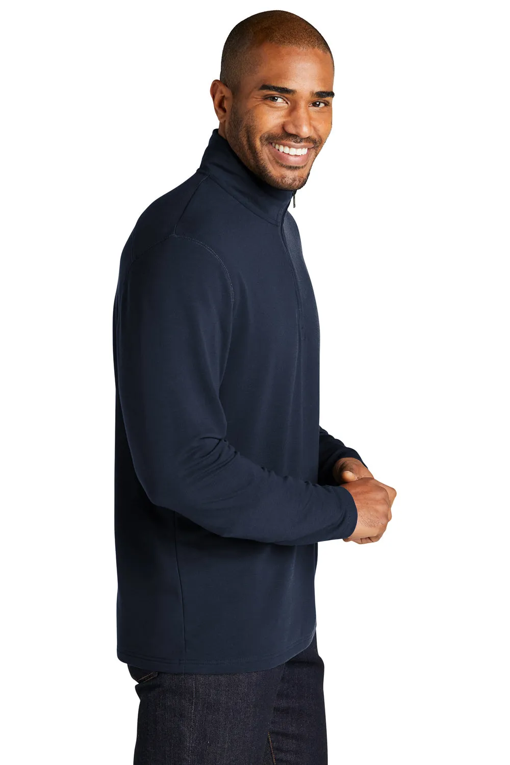 Port Authority Mens Microterry Snag Resistant 1/4 Zip Sweatshirt - River Navy Blue