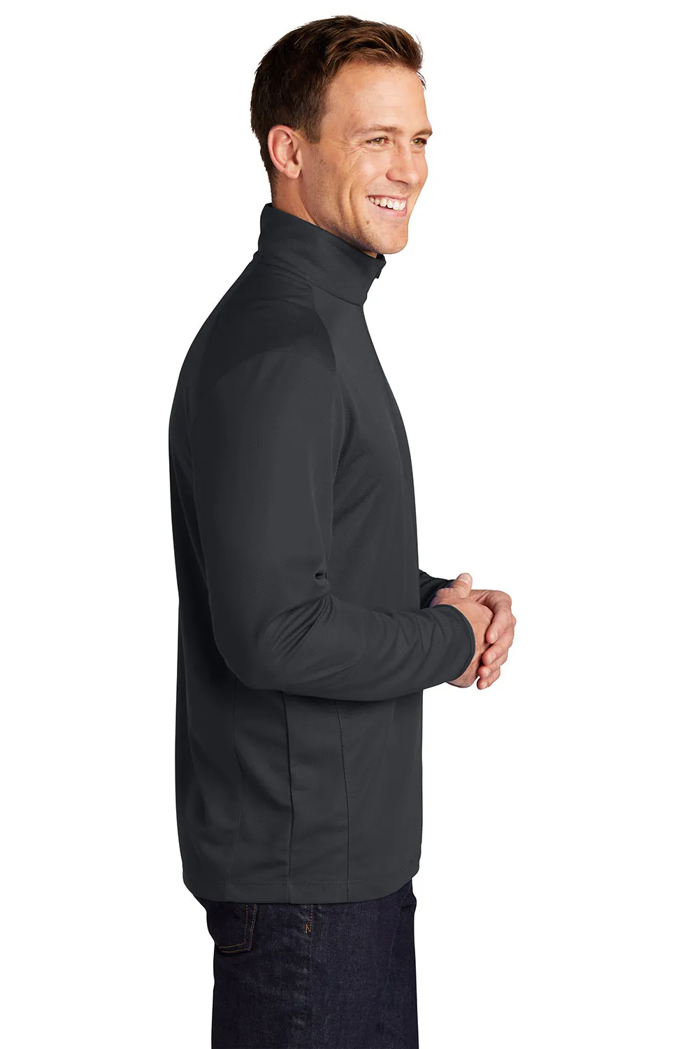 Port Authority Mens Moisture Wicking 1/4 Zip Sweatshirt - Battleship Grey