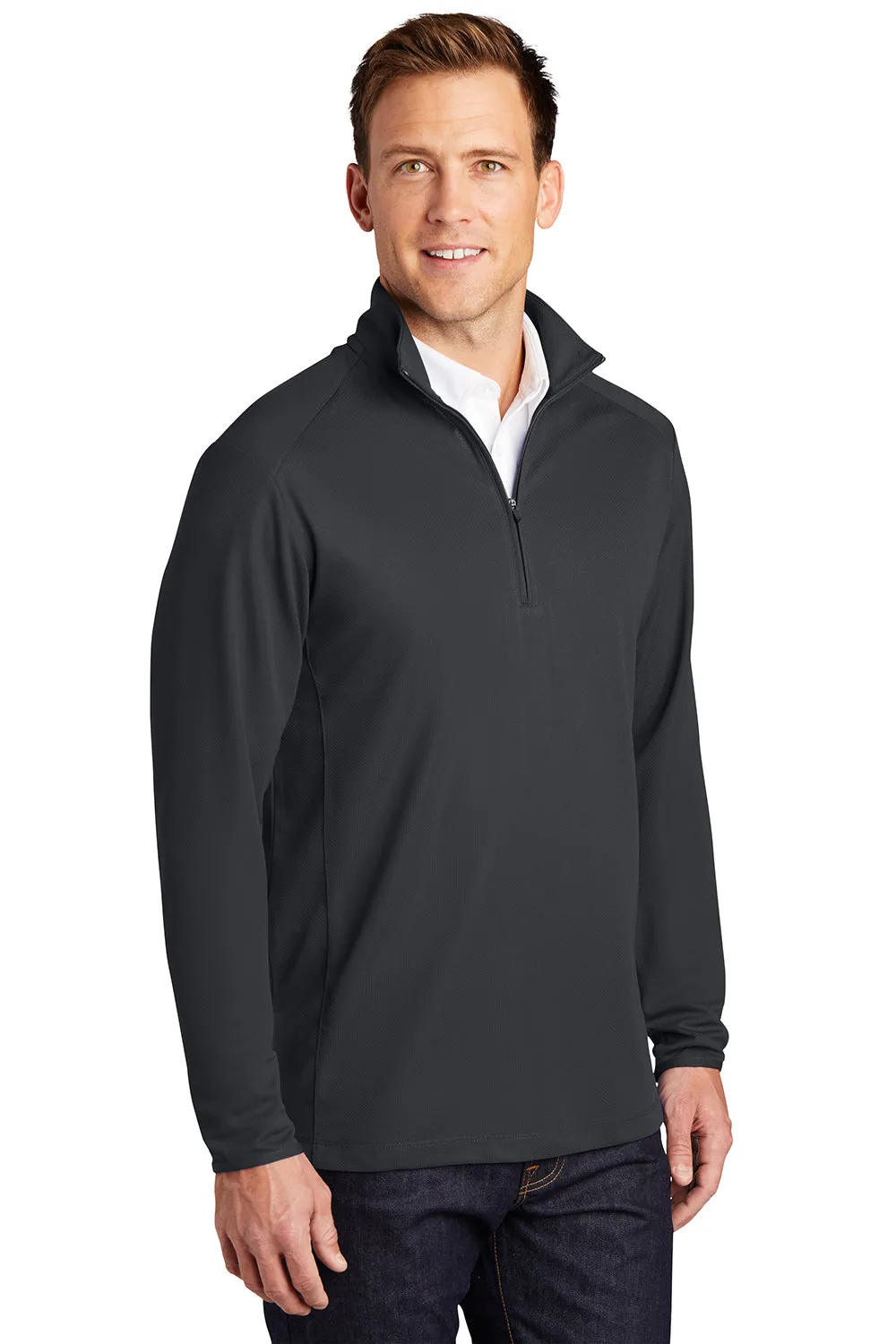 Port Authority Mens Moisture Wicking 1/4 Zip Sweatshirt - Battleship Grey