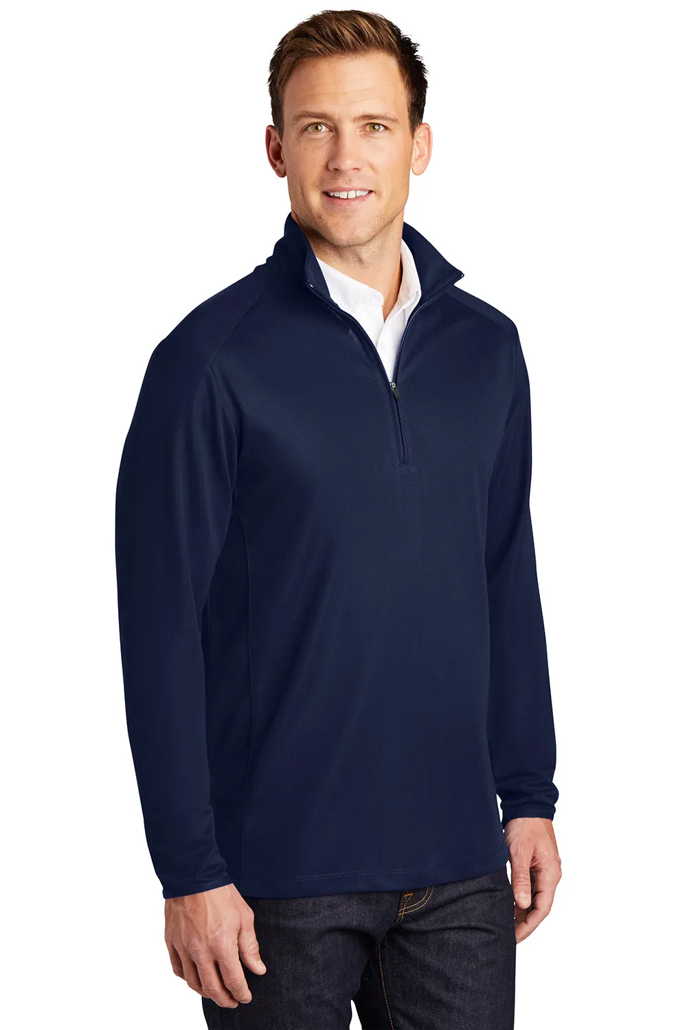 Port Authority Mens Moisture Wicking 1/4 Zip Sweatshirt - True Navy Blue