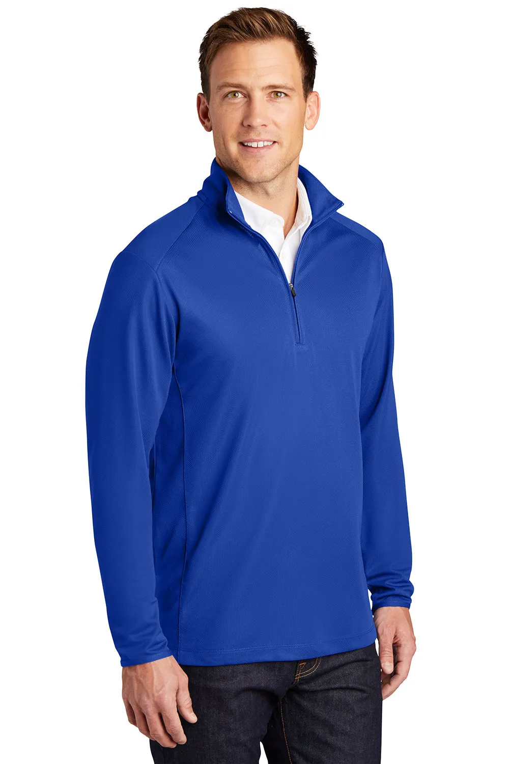 Port Authority Mens Moisture Wicking 1/4 Zip Sweatshirt - True Royal Blue