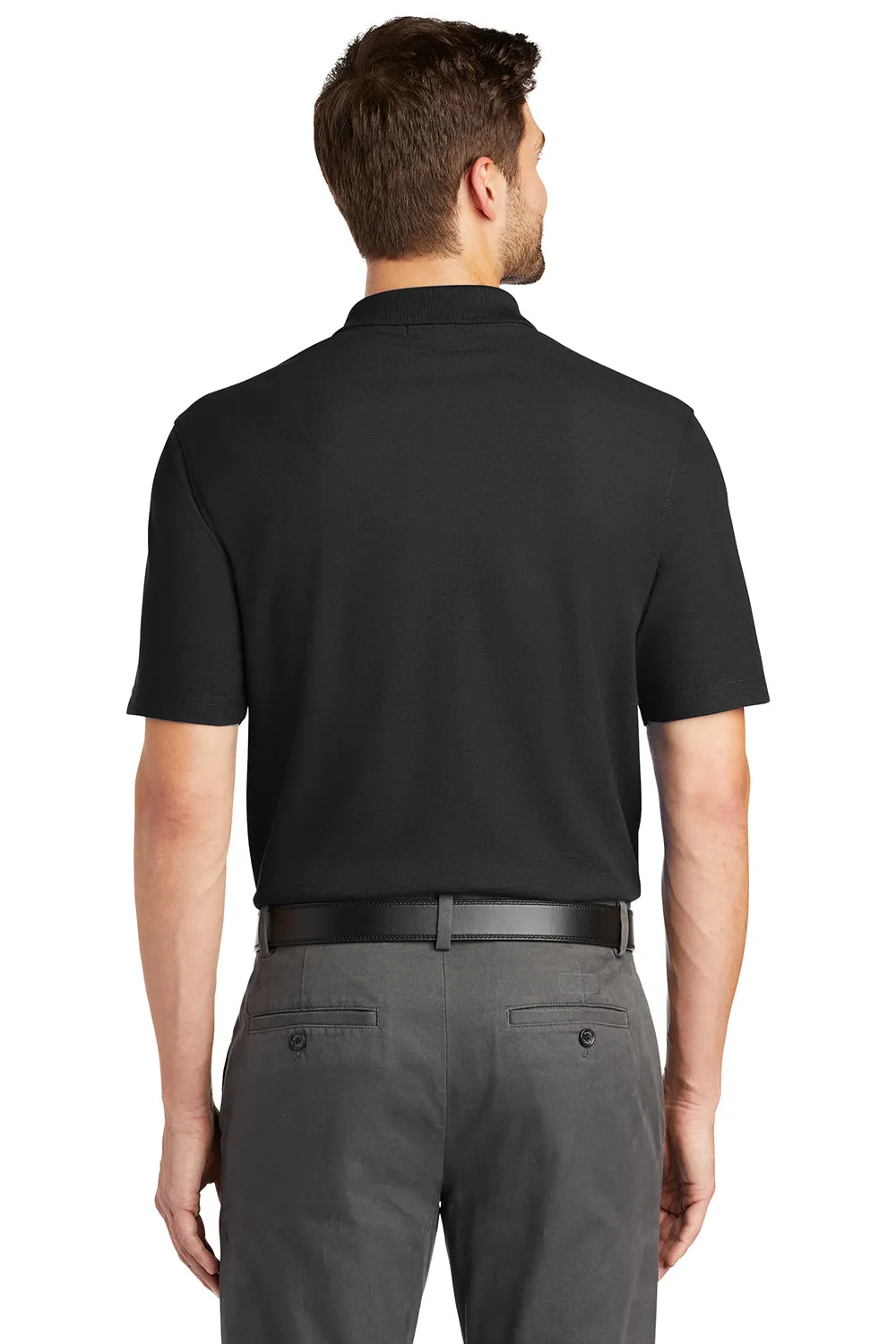 Port Authority Mens Moisture Wicking Short Sleeve Polo Shirt - Black