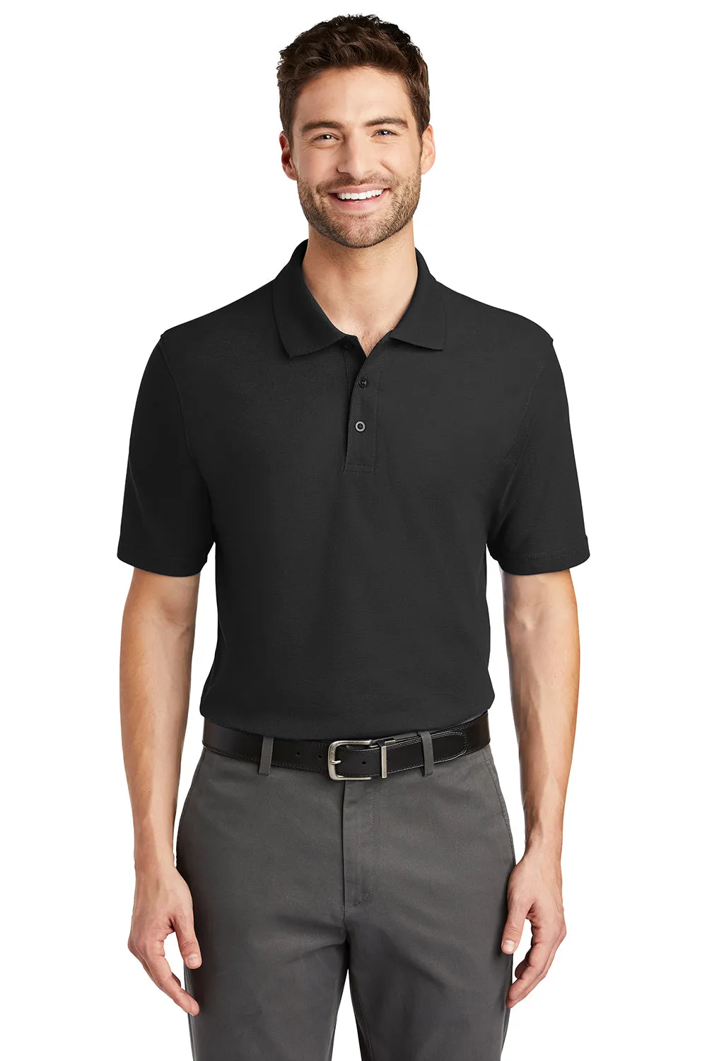 Port Authority Mens Moisture Wicking Short Sleeve Polo Shirt - Black