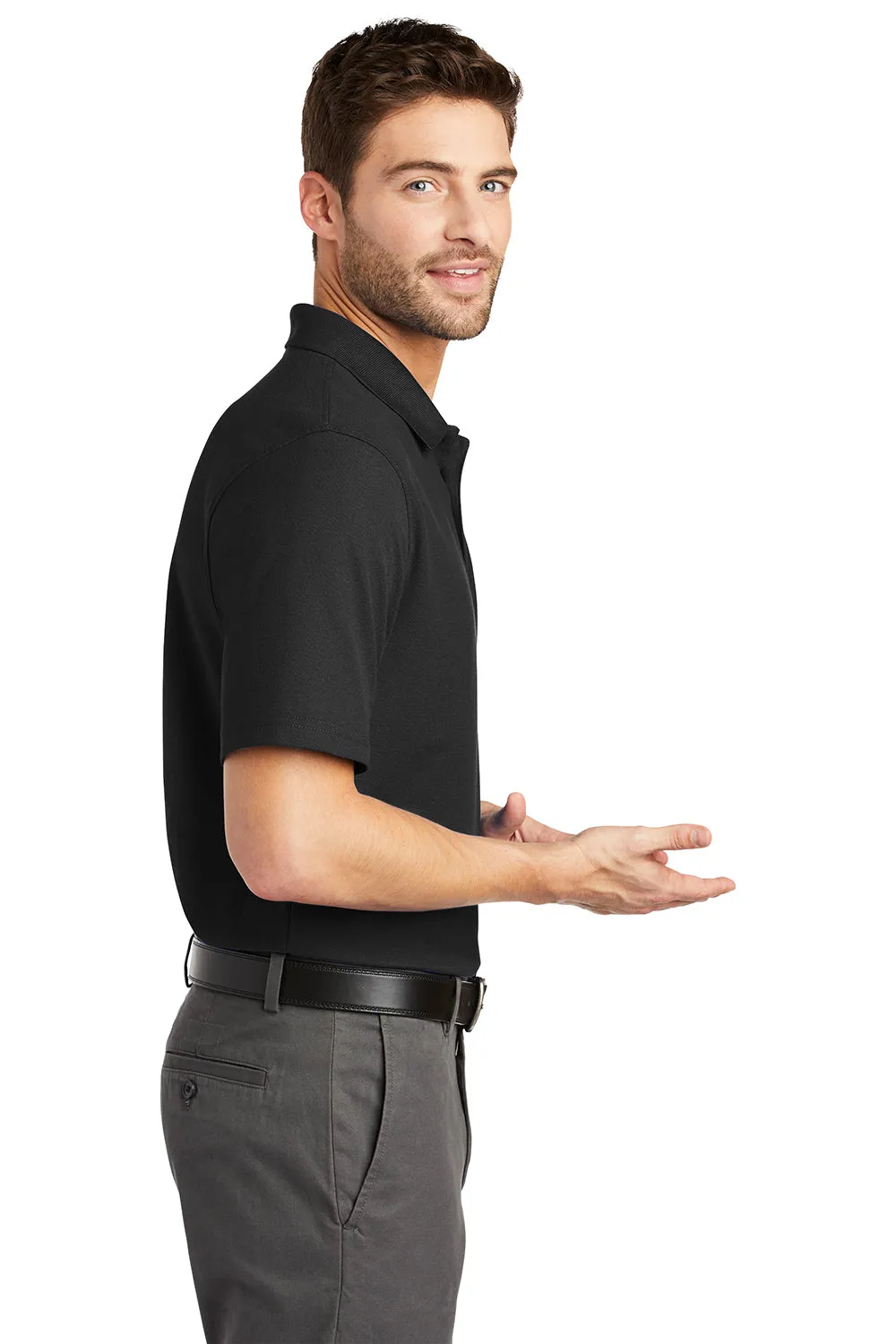 Port Authority Mens Moisture Wicking Short Sleeve Polo Shirt - Black