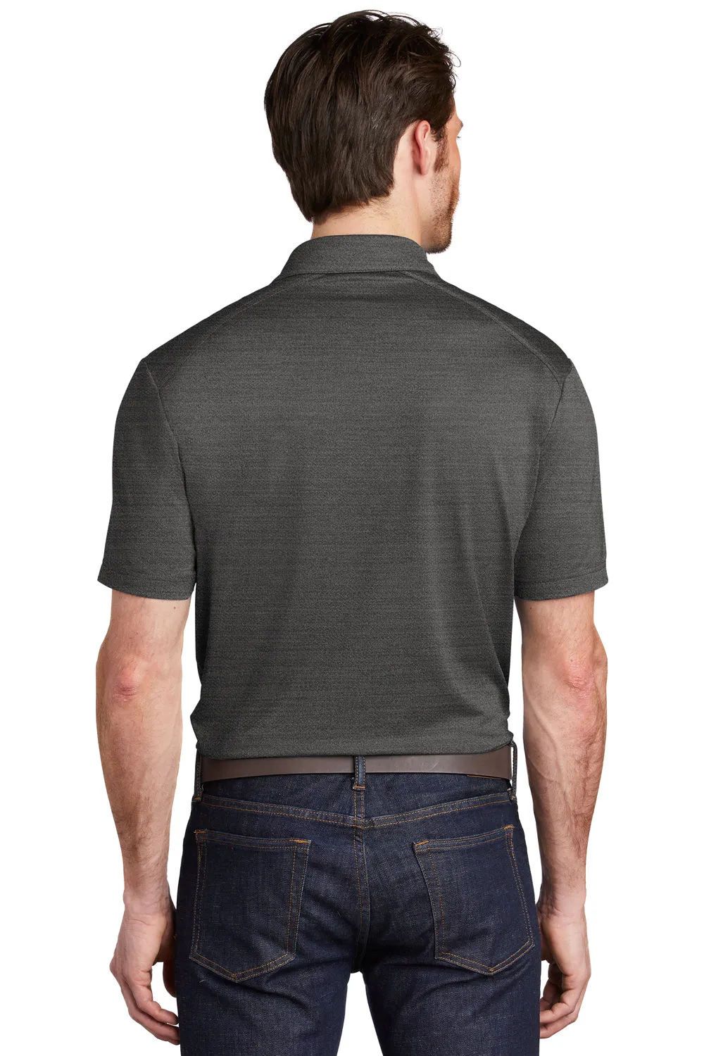Port Authority Mens Moisture Wicking Short Sleeve Polo Shirt - Black/Thunder Grey