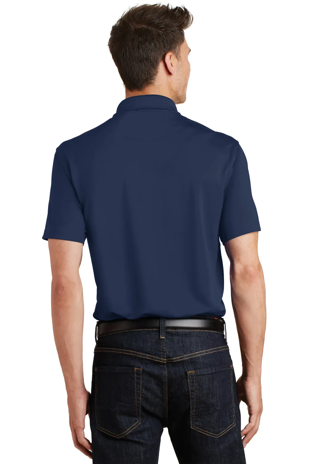 Port Authority Mens Moisture Wicking Short Sleeve Polo Shirt - Navy Blue - Closeout