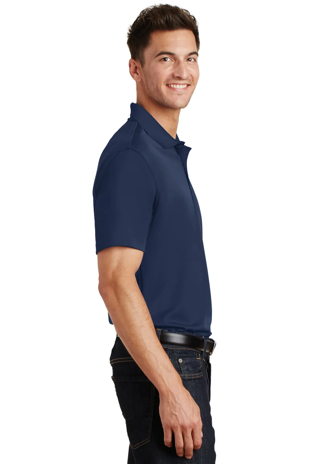 Port Authority Mens Moisture Wicking Short Sleeve Polo Shirt - Navy Blue - Closeout