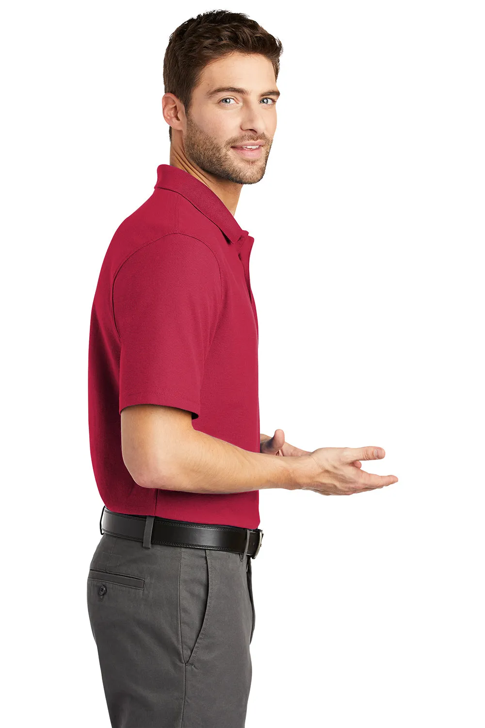 Port Authority Mens Moisture Wicking Short Sleeve Polo Shirt - Red