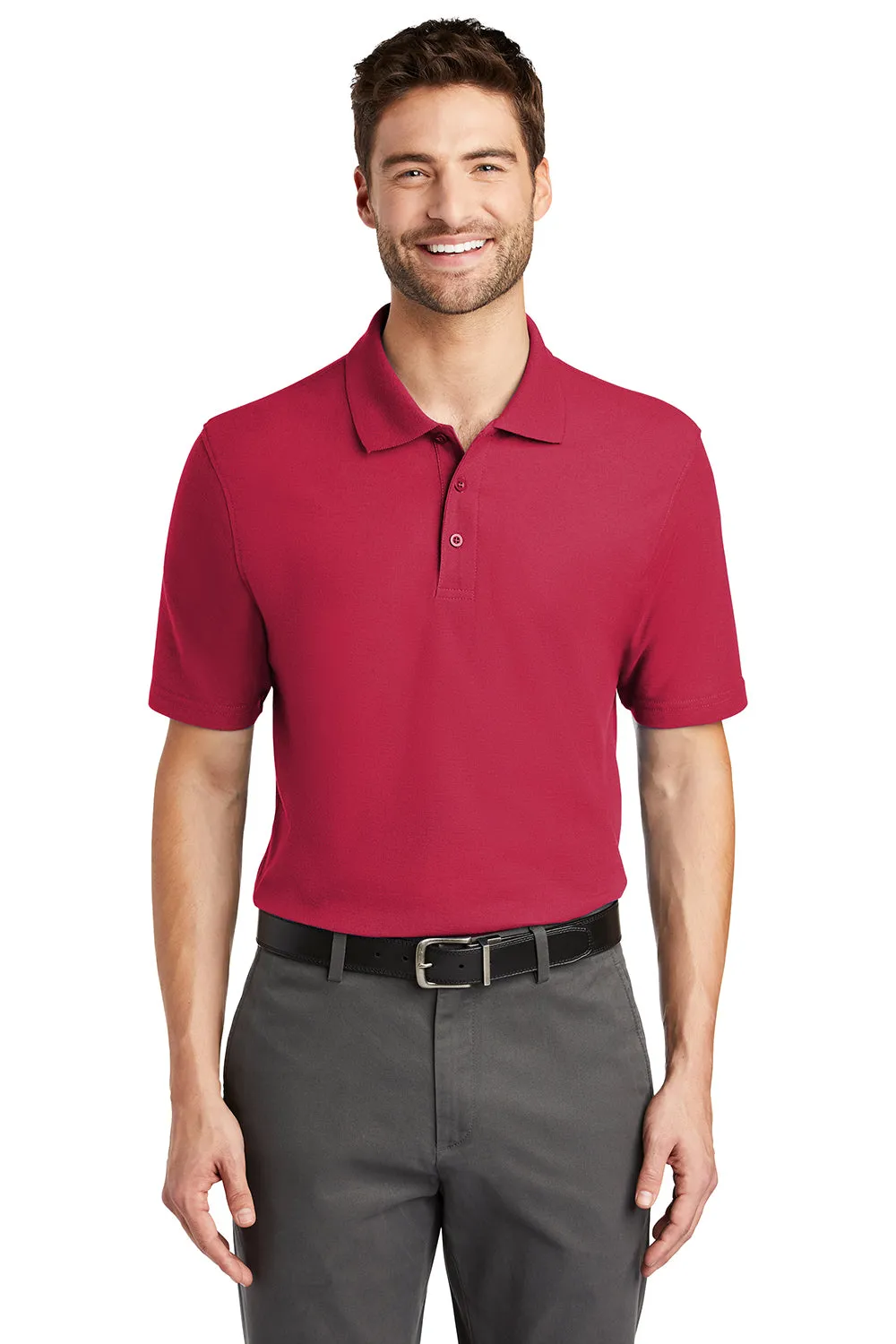 Port Authority Mens Moisture Wicking Short Sleeve Polo Shirt - Red